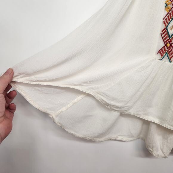 NWT Ecote Urban Outfitters Cream Crinkle Embroidered Flowy Tank Top Women's S - Picture 6 of 8